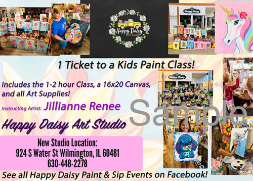 Kids Gift Certificate to a Kids Paint Party!