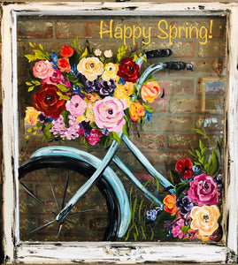 06-04-24 Peony Dream Bicycle Vintage Window Paint & Sip