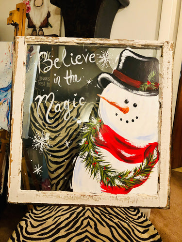 12-30-25 Winter Snowman Vintage Window Paint & Sip